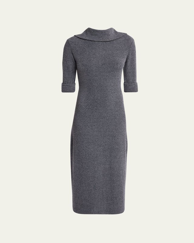 Cerine Ribbed Boucle Midi Dress
